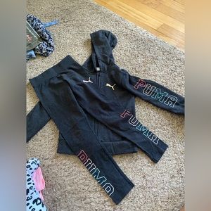 Kids PUMA sweatshirt and jogger outfit size 7 jacket and size 8/10 joggers